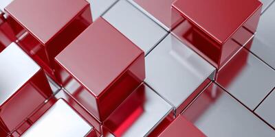 Abstract Red Cubes Background with Metallic Tiles for Presentation Mockup photo