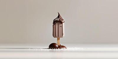 Chocolate covered ice cream popsicle on a stick photo