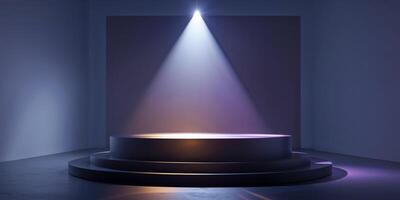 A stage with a spotlight shining on it photo