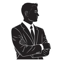 Black Side View Silhouette of Social Worker with Thick Outline Isolated vector