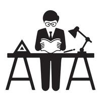 Black Silhouette of Architect's Reading and Working Table with Animation Elements vector