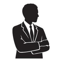 Black Silhouette of a Social Worker with Thick Outline Side View Isolated vector