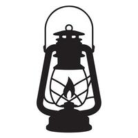 Black Silhouette of Kerosene Lantern on White Background vector