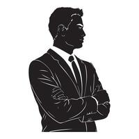 Black Silhouette of a Social Worker in Side View with Thick Outline Isolated vector