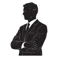Isolated Black Silhouette of Social Worker with Thick Outline Side View vector
