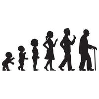 Black Silhouettes Representing Different Age Groups on White Background vector