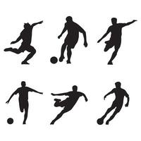 Dynamic Soccer Player Silhouettes in Various Poses on White Background vector