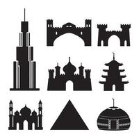 Minimalist Architecture Silhouette on White Background Building vector