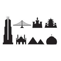 Black Silhouette Architecture Design on White Background Minimalist vector