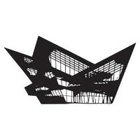 Architecture Silhouette with Building Outline on White Background Art vector