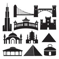 Silhouette of Architectural Building on White Background Design vector