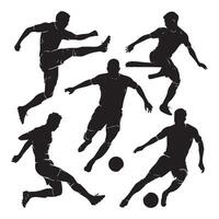 Various Dynamic Soccer Player Silhouettes on White Background vector