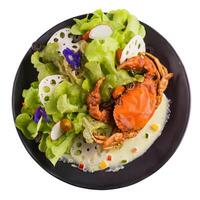 Soft shell crab salad isolated on white background photo