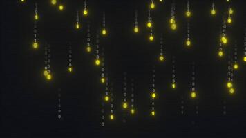 Yellow Glowing Binary Code Raining Down on Dark Background video