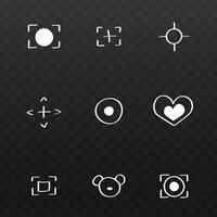 Set of cute funny doodle style crosshair icons. UI display elements on dark background vector