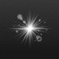 Bright white light with sparkles. Glowing star flash effect for design vector