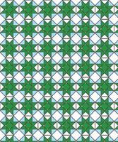 Seamless Islamic geometric pattern with green and blue star motifs in a repetitive tile layout. Perfect for background, textile, or decorative designs. vector