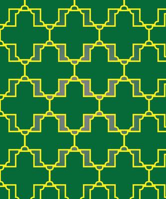 Islamic geometric patterns in green and yellow, form a classic design that is suitable for Middle Eastern decor, backgrounds and textiles.