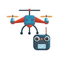 a flat illustration of a drone with a remote control vector