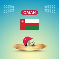 Oman cricket team helmet with flag and stadium light template, abstract background vector