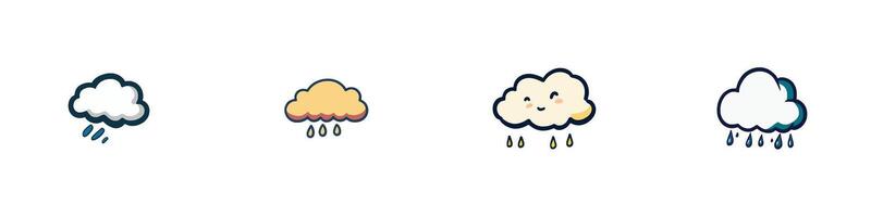 Clouds and Rain Icons for Weather Design vector