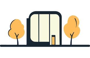 Modern Building Design with Trees and Nature Elements vector