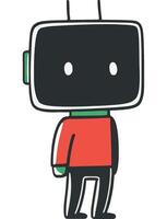 Playful Robot Character Design with Antenna vector