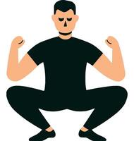Man Flexing Strength in Squat Pose for Fitness vector