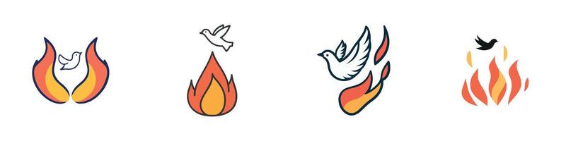 Fire and Bird Symbolizing Freedom and Transformation vector