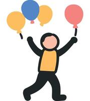 Joyful Child Playing with Colorful Balloons vector