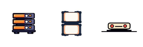 Server Storage Data Components for Technology Systems vector