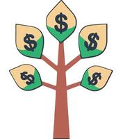 Money Tree with Green Leaves and Wealth Symbols vector