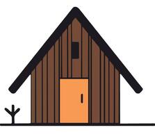 Simple House Design with Tree vector