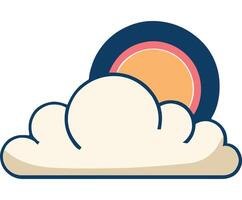 Cloud and Sun in Colorful Sky Design vector