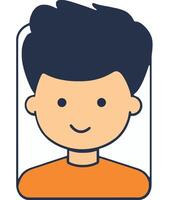 Cartoon Boy Portrait with Orange Shirt and Happy Expression vector
