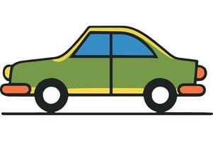 Green Car Side View Icon with Simple Design vector