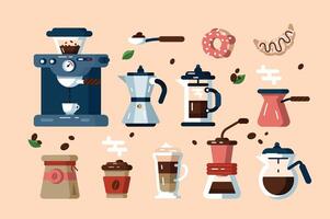 set of various coffee machine vector