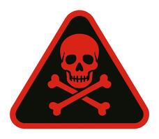 Danger Sign with Skull and Crossbones Warning Symbol in Red and Black vector