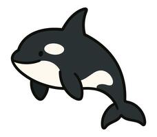 Adorable Flat Orca Character with Bold Lines for Kids and Educational Use vector