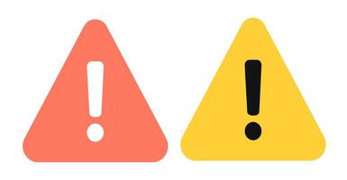 Flat Warning Icons with Rounded Triangle Shapes and Exclamation Marks vector