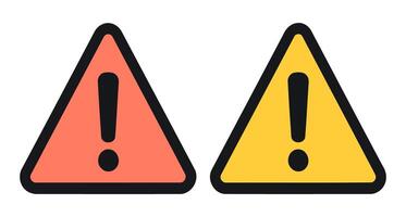 Caution Alert Symbols Featuring Bold Exclamation Points in Triangle Shapes vector