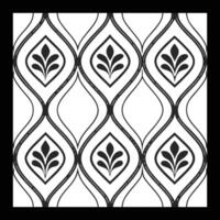 a black and white pattern with leaves. Classic Monochrome Ornamental Pattern vector