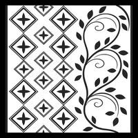 a black and white design with a square and a leaf vector