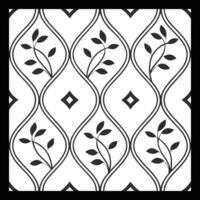a black and white pattern with leaves. Classic Ornamental Black and White Pattern vector