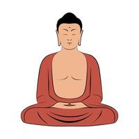 Flat Color Buddha in Meditation Pose vector