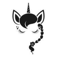 Elegant black unicorn head design for fantasy and mythical artwork vector