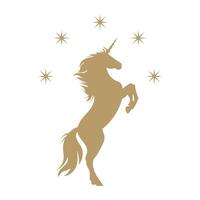 Stylized unicorn icon with gold theme in elegant style vector