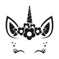 Black unicorn head design for fantasy and mythical art themes vector