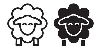 Minimal line icon of cute sheep farm animal design vector