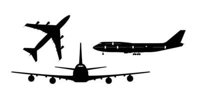 Plane silhouette set multiple angles vector